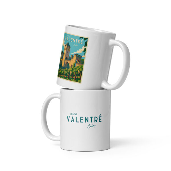 Mug blanc brillant <br> Le pont Valentré – Image 3