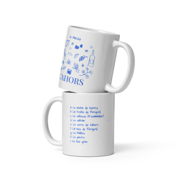 Mug blanc brillant <br> Le marché de Cahors - Image 2