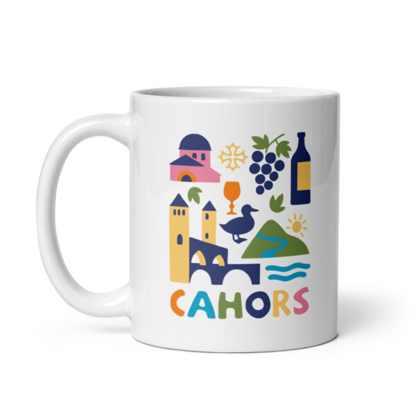 Mug blanc brillant <br> Cahors en couleur - Image 2
