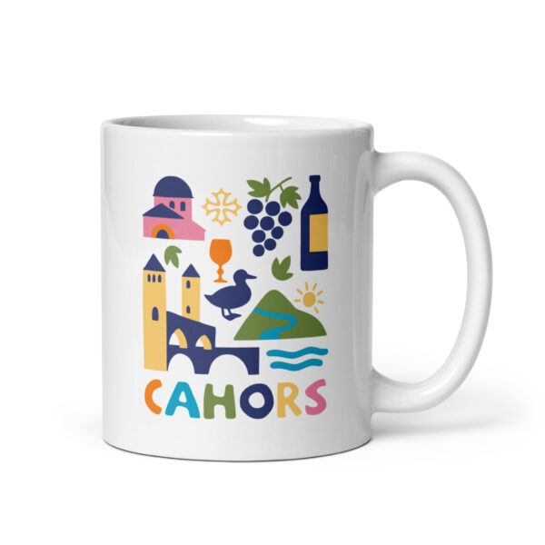 Mug blanc brillant <br> Cahors en couleur
